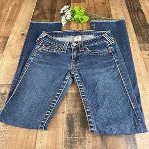 True Religion Medium Wash Raw Hem Johnny Jeans